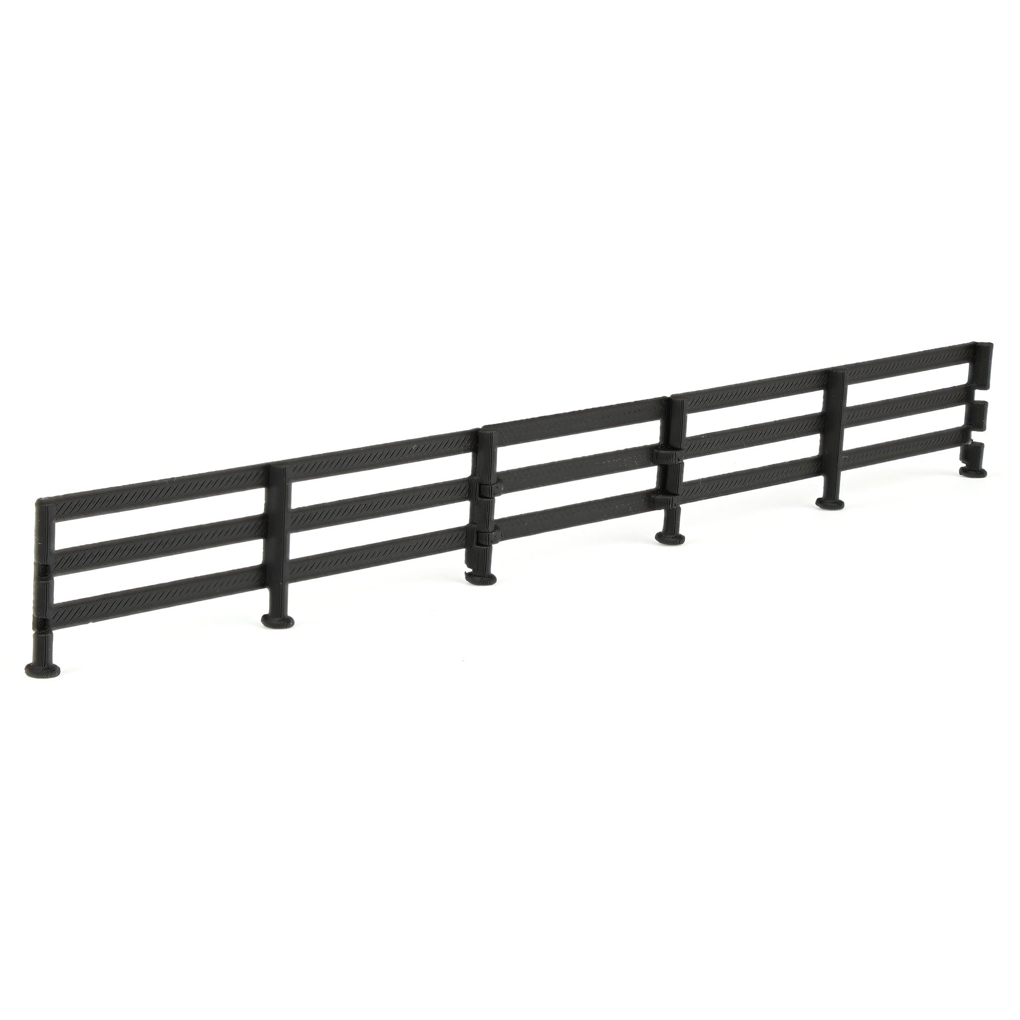 1/64 Black Painted-look Fencing 6-pack with Gate, 3D Printed