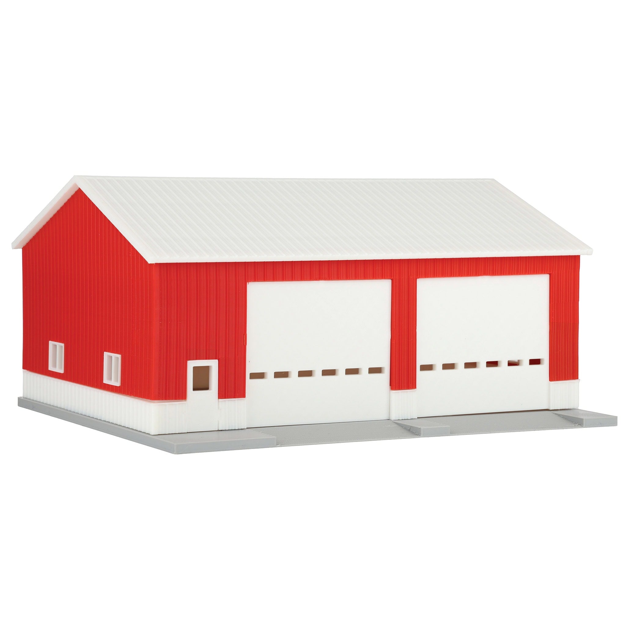 1/64 Machinery Shed in Red & White with White Roof, 3D Printed