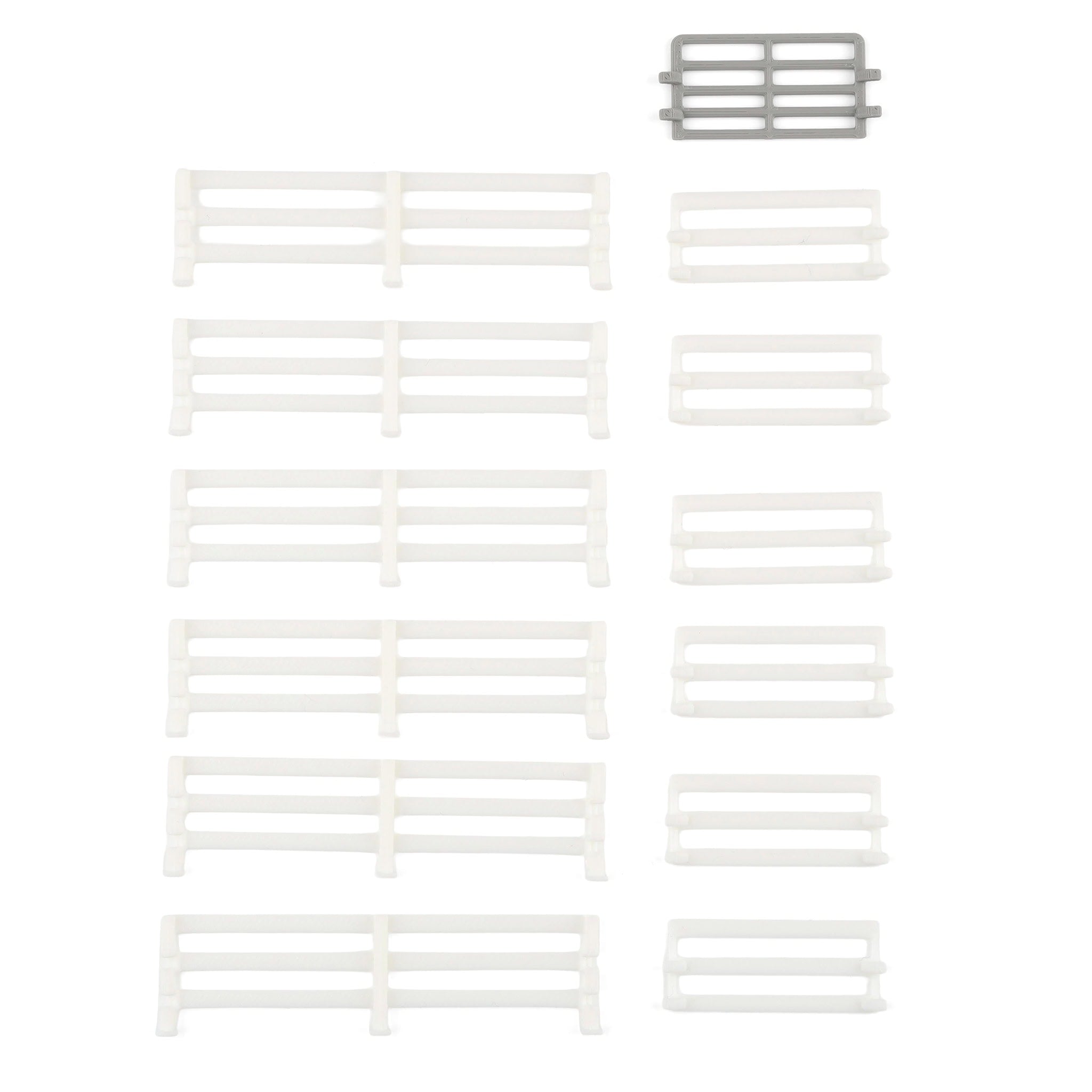 1/64 White Painted-look Fencing 6-pack with Gate, 3D Printed